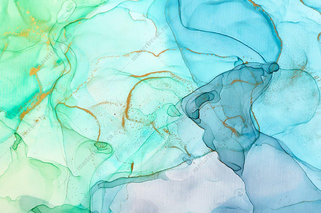 Фотообои Флюид арт зеленый с голубым